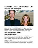 Unveiling the Life of Samantha Lewes: a Journey Through Time